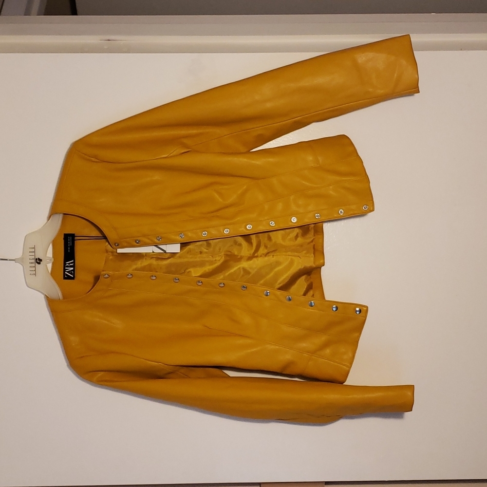 Zara Faux Leather Mustard Jacket- XS